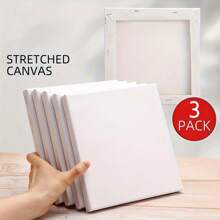 3 tele bianche da 6x6 pollici in materiale di lino, perfette per pittura ad olio e acrilica, adatte da principianti a professionisti, dimensione piccola 20x20cm, ben tese, adatte per forniture artistiche e per il ritorno a scuola.