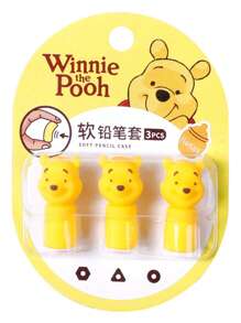 Disney 3pcs/Set Disney Official Winnie The Pooh & Marvel Soft Silicone Cute Cartoon Pen Caps - Plastic Pencil Toppers For Kids, Students, Back To School Supplies, Graduation Season Gifts, Multi-Character Designs, Themed Pencil Covers, Writing Accessories Fits Standard Pencils/Pens