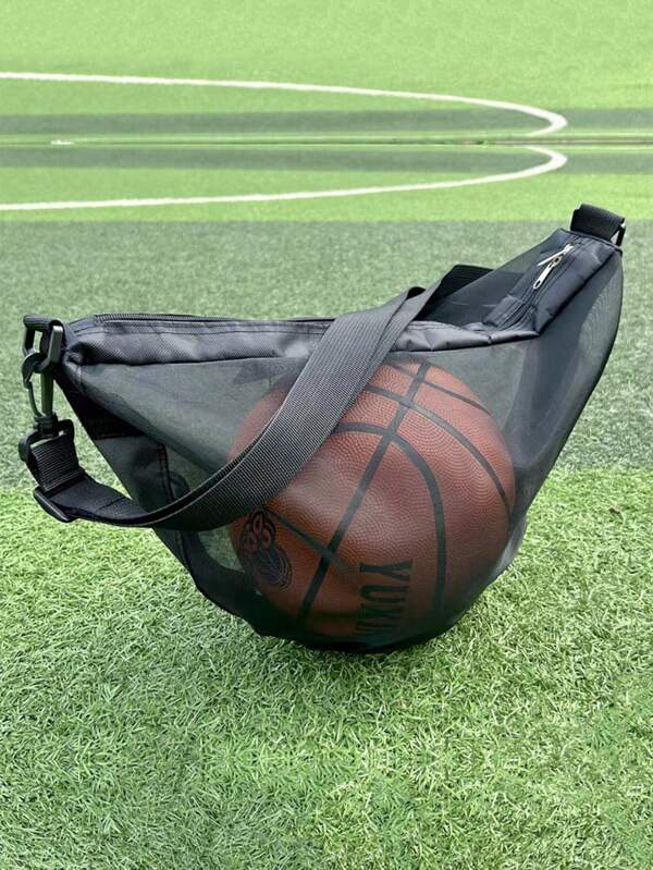 1 Stück tragbare Ball-Aufbewahrungstasche, Schulterriemen-Handtasche für Basketball, Fußball, Volleyball, Outdoor-Sport, hergestellt aus Polyesterstoff, eine Seite atmungsaktiv, beide Seiten atmungsaktiv, kann am Rucksack aufgehängt werden