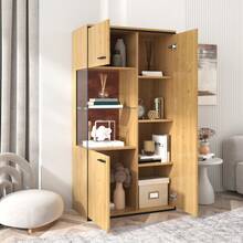 Mobile TV moderno, effetto bianco e legno, 180 x 50 x 38 cm, design minimalista