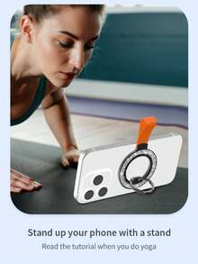 超薄旋转支架，具有强力双面吸力、粘性背衬和橙色握环，方便操作，时尚手机壳 | 金属环配件兼容 、Android 手机，生日、家人、朋友手机环支架、手机握把、手机配件的礼物