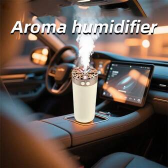 1 Pc Large Capacity Essential Oil Diffuser, White Car Humidifier, USB Powered 7-Color LED Humidifier With Quiet Operation, Smart Mist For Deodorizing And Air Purifying, Suitable For Bedroom, Living Room, And Cars