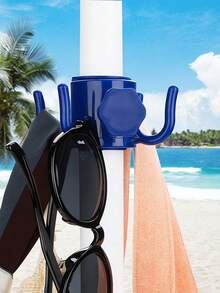 四钩塑料沙滩伞架，多功能四爪沙滩伞钩，便携式，带夹子，可悬挂沙滩伞，集伞钩和收纳功能于一体，户外、旅行和野餐必备（带小孔）