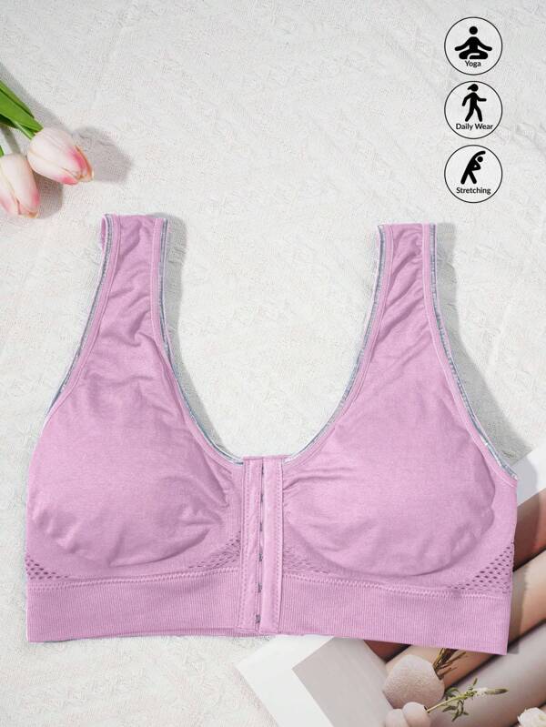 1pc Seamless Sports Bra For Women, Removable Pads Yoga Fitness Bra