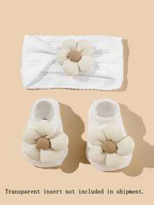 1 件花朵装饰超弹力尼龙头带和 1 双袜子套装，适合幼儿 - HB134白 - 查看 6