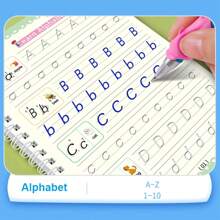 4 Set Magic Copybooks Pen Copy Book Free Wiping Practice English Copybook For Calligraphy Learning Books Grooves Template Design(All Accessories Are In Random Colors And Styles)Office, School, Drawing,Student,Markers,Stationery,School Supplies