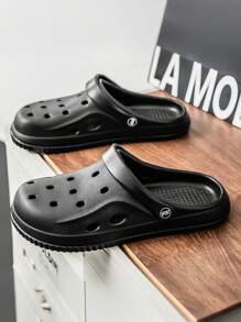 Neue Herren atmungsaktive Sandalen Slip-On Lässig Sport Mesh Clogs Schuhe, runde Zehenpartie flach rutschfest leicht einfarbig vielseitige Gartenschuhe