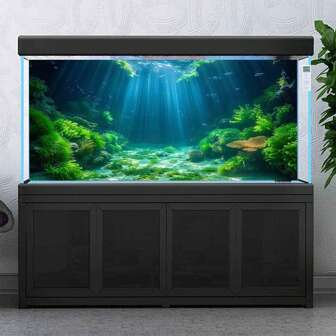 阳光海藻主题水族箱背景画，玻璃容器贴纸，为鱼虾打造梦幻海底世界，水族箱配件，水族箱装饰