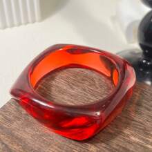 1pc Vintage Resin Acrylic Bangle Bracelet For Women, Korean Style Cuff Jewelry Accessory, Designer Round Shape, New Gift
