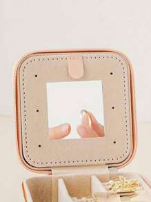 1 Set Travel Jewelry Box With Mirror, Multi-Functional Jewelry Storage Box, Large Capacity Portable Jewelry Box For Storing Rings, Pendants, Earrings, Ties, Bracelets, Best Gift For Girlfriend, Mother's Day, Anniversary, Valentine's Day, Christmas, New Year, Men's Gift, Women's Back To School Gift