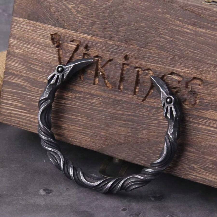 Nordic Vikings Nordic Crow Bracelet Men's Cuff Bracelet - Black - View 1
