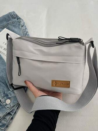 [1 个防水单肩包] 1 件 VMI 休闲尼龙单肩包，男女皆宜，可调节肩带，防水拉链单肩斜挎包，多口袋，纯色，涤纶衬里，适合购物、钱包、学院、年轻女性、大学生、初学者、白领。非常适合办公室、大学、工作、商务、通勤、户外活动、旅行和徒步旅行。