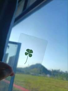 Lucky Four-Leaf Clover Postcard - Natural Transparent Wishing Card, Ideal Choice For Bookmark And Decoration, Perfect Holiday Gift, Genuine Wild Four-Leaf Clover, Natural Dried Grass, Distinctive Four-Leaf Clover Shapes