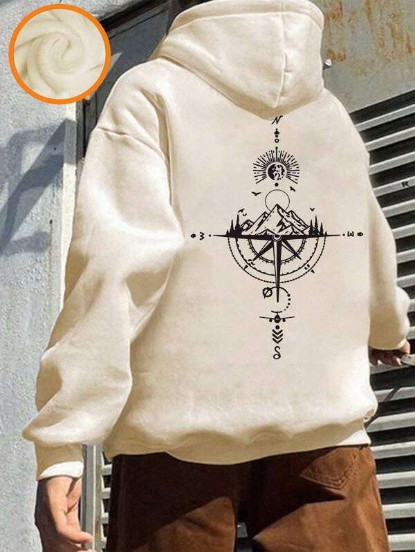 Tween Boy Novelty Print Pullover Hoodie Sweatshirt, Warm & Comfortable Thermal Lined For Autumn/Winter