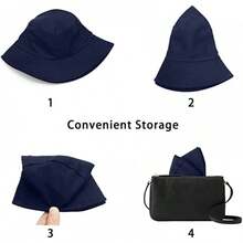 Unisex Reversible Bucket Hat For Beach And Fishing - Navy Blue - View 11