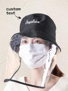 1pc Personalized Customized Barrel Cap With Printed Name Loge With Removable Flap, Anti-Fog Dust And Windproof - Summer Shade And Sun Protection, Kitchen Stir-Fry Oil Discharge Transparent Mask,...