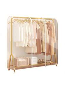 Funda protectora de plástico transparente para perchero de ropa - Perchero autoportante de doble barra con cremallera completa para proteger bolsos y ropa del polvo