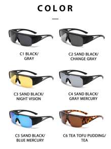 1 Pair Plus Size Men's Solid Color Sporty Clip-On Windproof Photochromic Unisex Fashion Glasses, Versatile For Daily Use Back To School Fashionable Preppy School Look