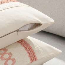 1pc Bohemian Farmhouse Decorative Pillow Case, Sofa Bed Living Room Home Decor - Coral Red - View 5