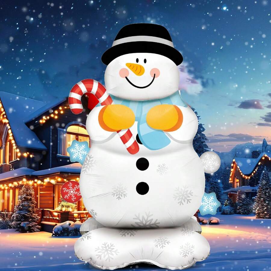 1 balon folie om de zăpadă extra mare, balon decorativ om de zăpadă în picioare 158 cm, pentru Crăciun, Anul Nou, decor pentru grădină și casă