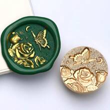 1 Pc, Cluster Flower Plant Series Sealing Wax Stamp Head, Suitable For Cards/Envelopes/Wedding Invitations/Gift Packaging/Suitable For Handmade DIY Production And Gift Sealing, School Supplies, Back To School