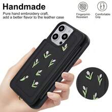 PU leren flip- en schokbestendige hoes, compatibel met iPhone 16, 15, 14 Plus, 13, 12, 11 Pro Max, voor Galaxy S25, S24, S23 Ultra Plus, S24 FE, stereobloem met koord en standaard, portemonnee-telefoonhoesje voor dames