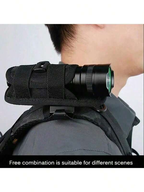 Tactical Flashlight Holster, Belt, Flashlight Case, Durable Hunting Lighting Accessories, Survival Gear Set, 360 Degree Leather Box, Rotatable Flashlight Holder