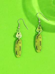 1 par de pendientes personalizados con diseño peculiar de pepino verde de acrílico, joyería de moda para mujeres, adecuado para atuendos diarios y fiestas