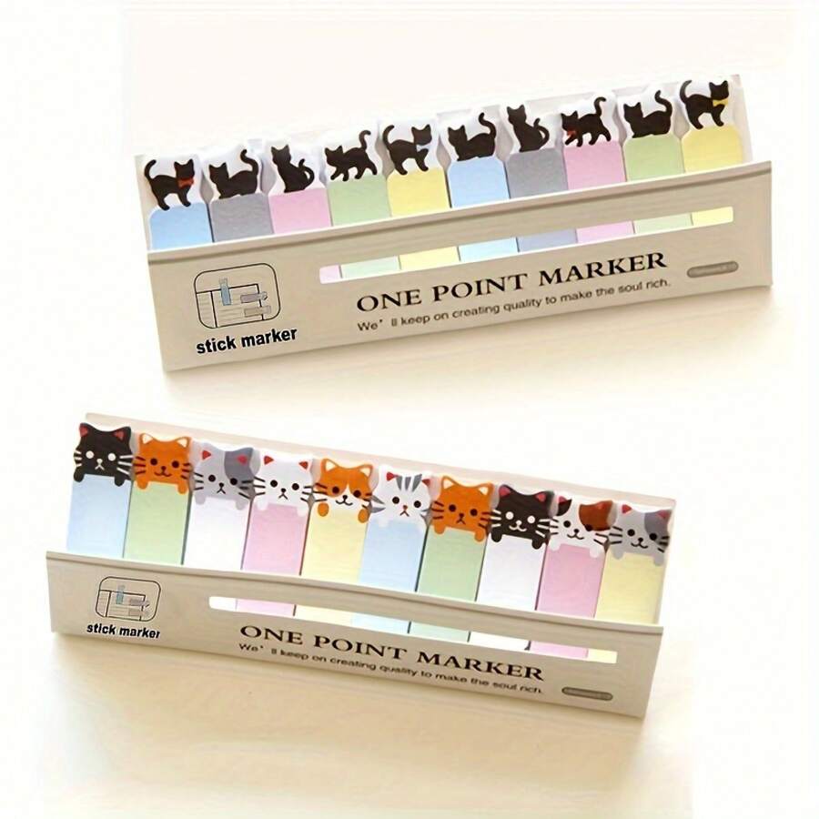 150 Sheets/Pack Sticky Notes Set, Cute Cat-Themed - Perfect For Bookmarking & Memos, Office Essentials - 1 Pack Cat - View 1