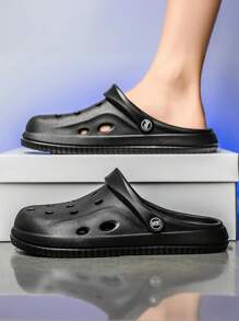 Neue Herren atmungsaktive Sandalen Slip-On Lässig Sport Mesh Clogs Schuhe, runde Zehenpartie flach rutschfest leicht einfarbig vielseitige Gartenschuhe