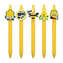 5 kleine Bienen Serie Kugelschreiber, 0,5 mm gelber Stift Kern, vielfältig kreativ gestaltet, dreidimensional, süß und drückbar. Büromaterial geeignet für tägliche Büroarbeit und Schulstudie, perfektes Geschenk für Studenten und Freunde, Geschenk zur Schulanfang und Abishaison