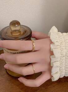 GAGAFEEL 1 pieza Anillo de plata de ley S925 Anillo para el dedo medio exquisito de doble capa Anillos de zirconia vintage Joyería regalo para mujeres