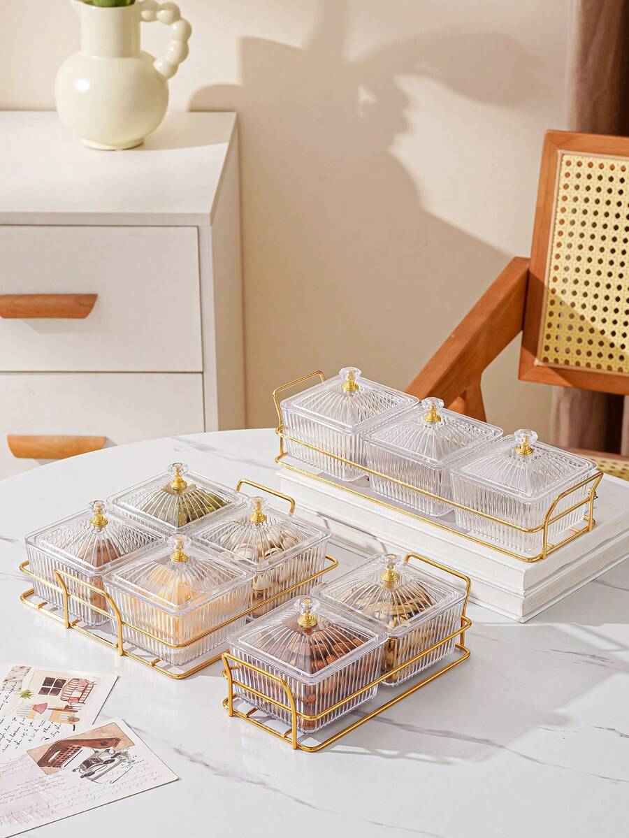 1 conjunto de prato para lanche + bandeja, lanche, doces, frutas secas, conjunto de armazenamento de biscoitos - Multicolorido - Ver 1