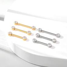 1 PIEZA Barra de perforación de titanio de 14G para pezón con escudo de pezón de cristal de zirconia con rosca interna, joyería de perforación de 12/14/16 mm