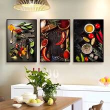 3 Piece Kit - 125cm X 60cm Abstract Decorative Kitchen Pictures Theme Herbs Pepper Mural 8mm Thick Panel - 彩色 - 查看 2