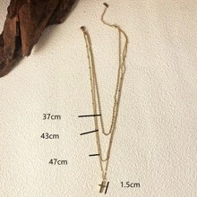 1 pieza Colgante de cruz multicapa de acero inoxidable chapado en oro de 18K, hipoalergénico y resistente a la decoloración, adecuado para uso diario, vacaciones, regalo de cumpleaños