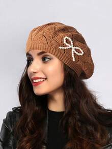2pcs/1pc Women Knitted Hollow-Out Solid Beanie, Fashion Casual Versatile Cap - Multicolor - View 12