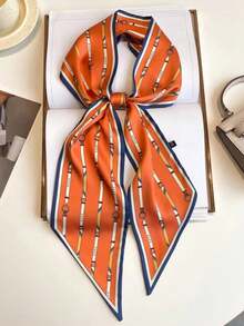 1 件女士马车印花时尚风格真丝围巾头巾、发带、头带非常适合装扮您的外观