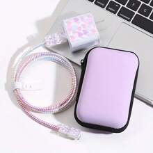 1 Set: Protector de cable de carga rápida de 20W compatible con iPhone + Caja protectora de material EVA para auriculares y cable de datos, accesorios a prueba de caídas y golpes para cargador Nan, accesorios para teléfonos