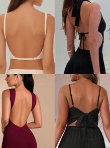 Sujetador sin costuras, sin espalda y sin tirantes para mujer - Taza delgada y transpirable, tirantes ajustables y convertibles, soporte ligero (ideal para talla A/B) - Boda, vestido formal, camiseta interior, ropa de verano, lencería nupcial