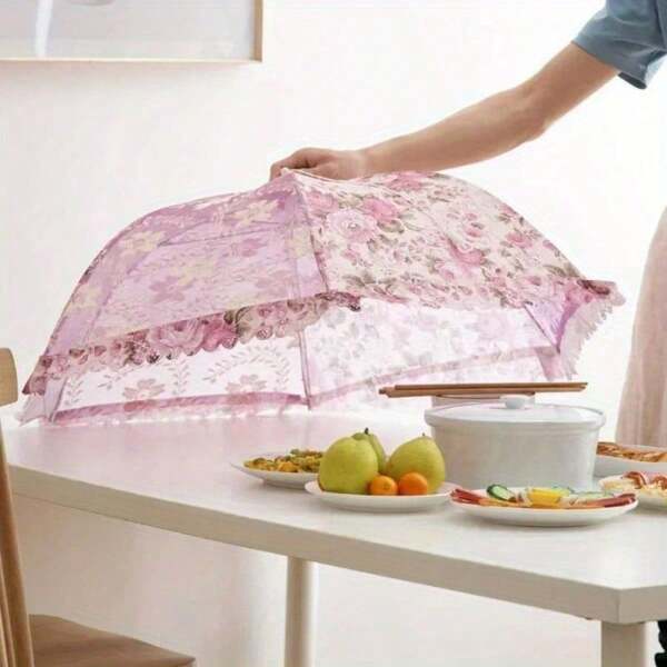 Dustproof Mesh Table Cover Fly Proof Stain Proof Table Cover Food Cover Lace Mesh Folding Vegetable Cover 2024