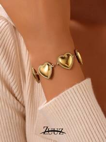 1 pièce Bracelet en acier inoxydable en forme de cœur à la mode pour femmes, bracelet à chaîne, bijou féminin, accessoire quotidien, cadeau