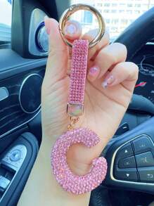 Llavero con iniciales de cristal brillante con strass - Colgante de cristal con suerte, encanto de aleación brillante para bolsos y mochilas - Regalo perfecto para cumpleaños y ocasiones especiales, llavero, anillo, accesorio para bolso, mochila, coche, colgante para mujeres y niñas, accesorios para billetera y bolso, iniciales de la A a la Z