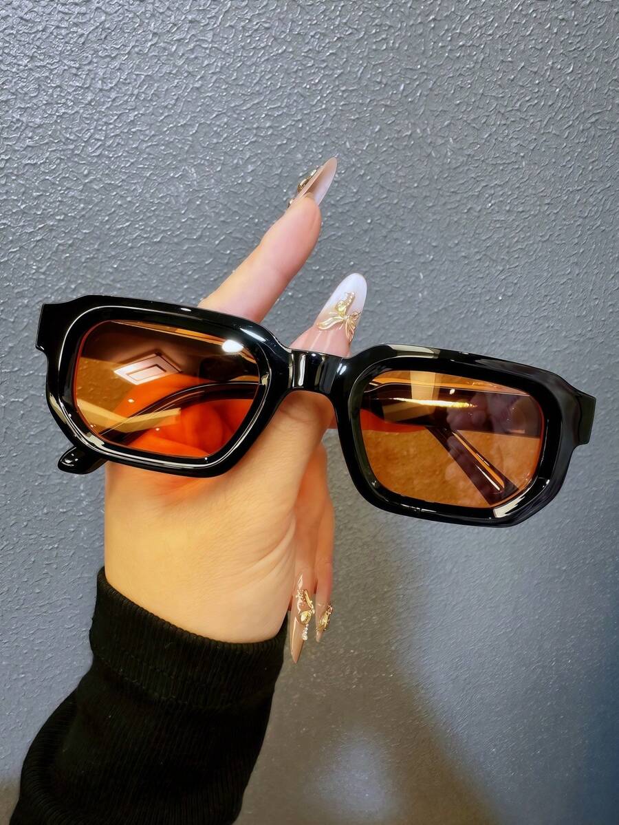 1 pieza/6 piezas Gafas de mujer de montura pequeña y cuadrada vintage, un accesorio polivalente para fotografías, casual, apto para fiestas, uso diario, viajes y ocasiones festivas - Multicolor - Ver 1