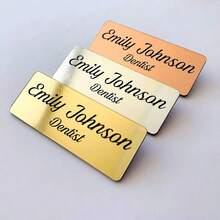 Insignia personalizada con nombre, etiqueta de identificación de personal con pin, diseña tu insignia personalizada, insignia plana personalizada para el trabajo, etiqueta con nombre de oficina para empleados, etiquetas comerciales - Multicolor - Ver 6