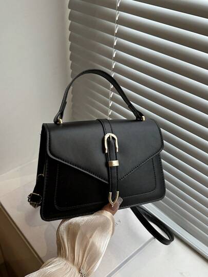 Bolso cuadrado, ligero y casual de negocios con decoración de hebilla, regalo del Día de la Madre para mamá, adolescentes, mujeres, estudiantes universitarias, principiantes y trabajadores de cuello blanco. Perfecto para la oficina, la universidad, el trabajo, los negocios, los desplazamientos, el exterior, los viajes y las salidas