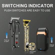 HIENA Conjunto profesional de 1/2/3 piezas de recortadora eléctrica para el cabello de hombre HIENA - Recargable por USB, recortadora inalámbrica de barba y kit de peinado, opción de barbero y estilista, regalo perfecto para el Día del Padre, regalo navideño