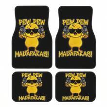 4 件装通用汽车脚垫，采用聚酯纤维制成，印有双手枪鸭图案，适用于各种天气条件下的车辆地板保护，是 SUV、卡车和轿车的完美礼物 - 均碼 - 查看 8