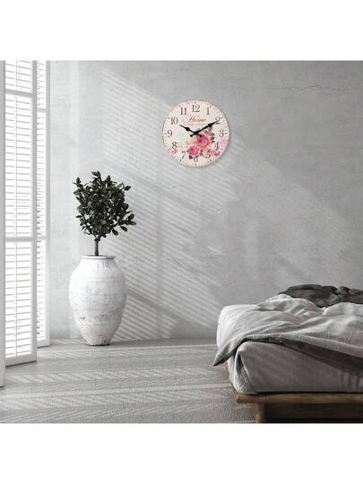 10/12/14/16 Inch Vintage Rustic Beautiful Pink Rose Flower Butterfly Wooden Wall Clock Silent Non-Ticking, Decor For Living Room, Kitchen, Bedroom, Office, Outdoor Garden Party, Gifts Without Battery,Home Decor ,Room Decor Birthday Graduation Clock Wall Bedroom Decor Dormitory Decor Back To School view 7
