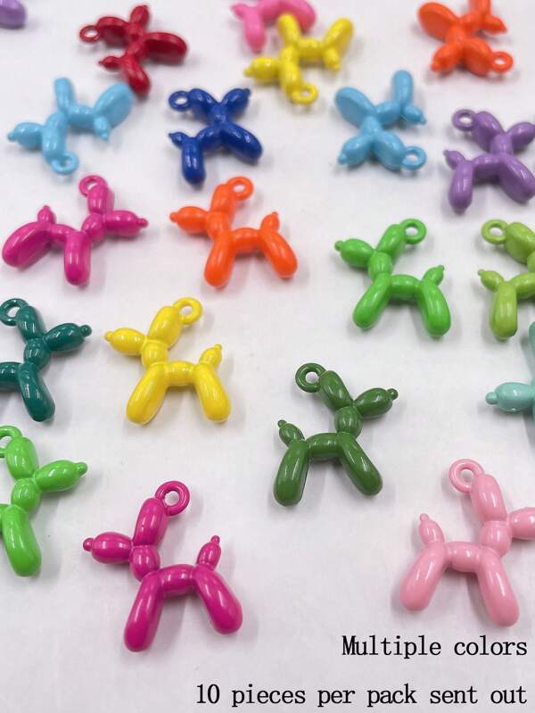 10pcs 19x14mm 3D Balloon Dog Charms Pendant Multi-Colors Mixed DIY Necklace Keychain Jewelry Making